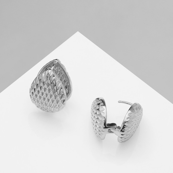 Серьги металл «Аккорд» орнамент, капля, цвет серебро Серьги металл «Аккорд» орнамент, капля, цвет серебро