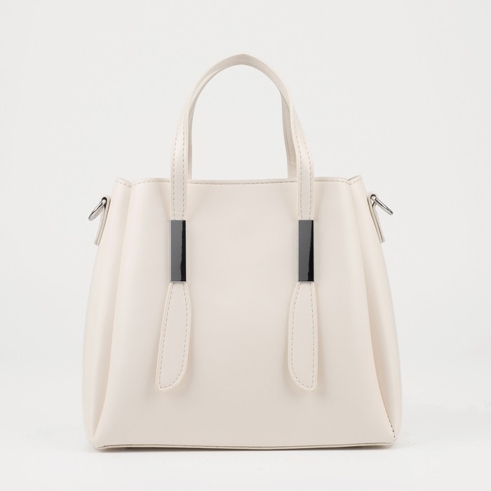 Сумка женская тоут на молнии, цвет белый