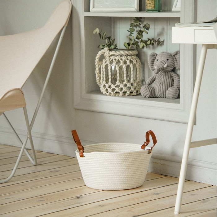 Корзина для хранения SL Home «Луиза», плетёная ручной работы, 33×33×16 см, цвет белый