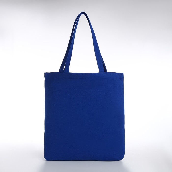 Шопер без застёжки, из текстиля, цвет синий/белый Шопер без застёжки, из текстиля, цвет синий/белый