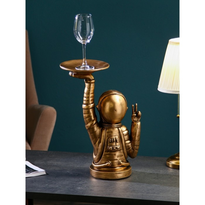 Подставка для мелочей «Космонавт», полистоун, 47 см, цвет золото Подставка для мелочей «Космонавт», полистоун, 47 см, цвет золото