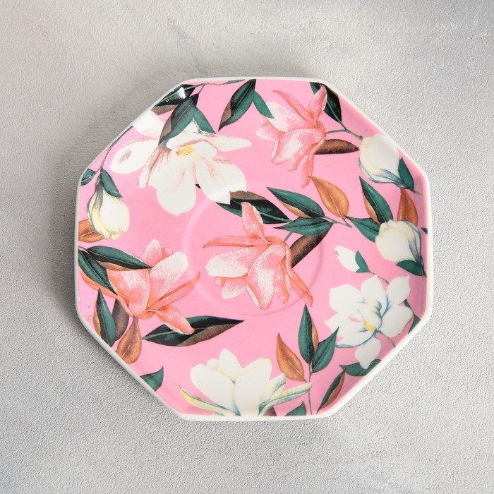 Чайная пара «Цветы», кружка 200 мл, блюдце 13 см Чайная пара «Цветы», кружка 200 мл, блюдце 13 см