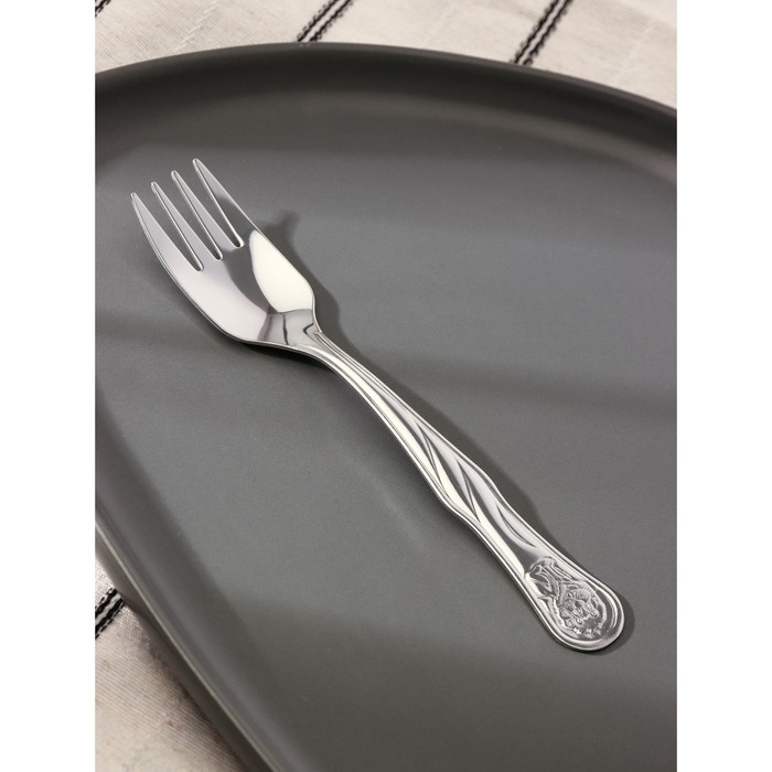 Вилка столовая детская «Лёвушка», h=16 см, толщина 1,2 мм, цвет серебряный Вилка столовая детская «Лёвушка», h=16 см, толщина 1,2 мм, цвет серебряный