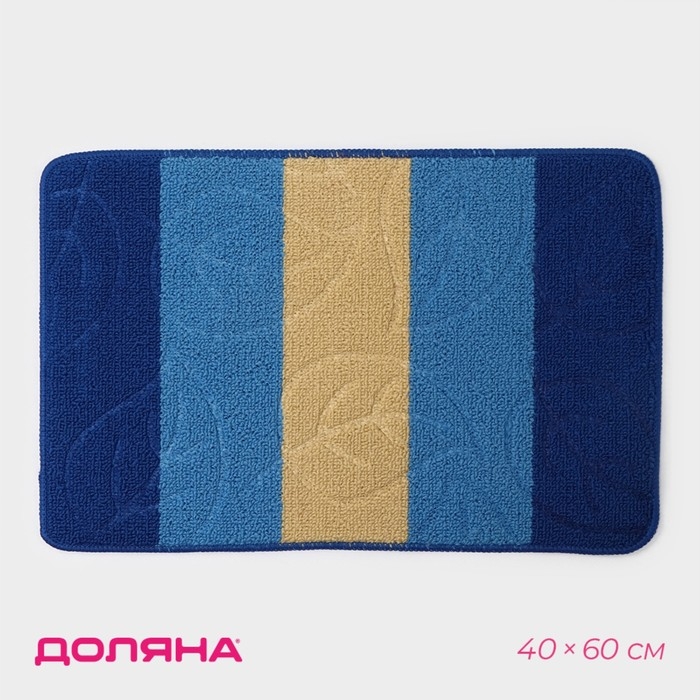 Коврик для дома Доляна «Листья», 40×60 см, цвет синий