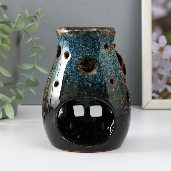 Аромалампа керамика  Аромалампа керамика "Полевой цветок" коричневая 9х9,5х13,5 см