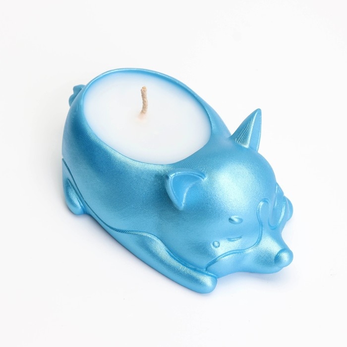 Свеча  Свеча "Корги" в подсвечнике из гипса,8,5х13х7см,голубой
