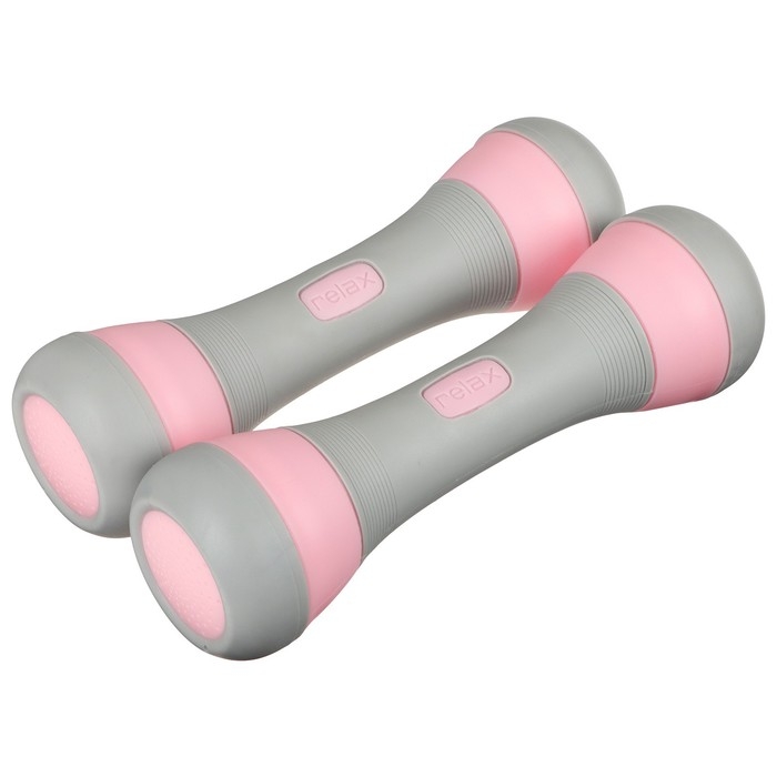 Гантель пластиковая ONLYTOP, 2 шт., 2 кг, цвет серый/розовый