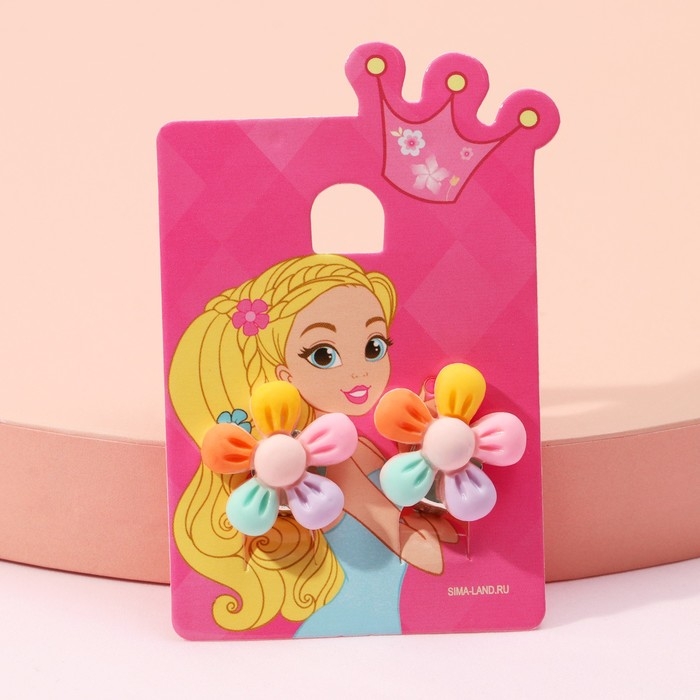 Клипсы детские «Выбражулька» цветочек пятилистник, цветные Клипсы детские «Выбражулька» цветочек пятилистник, цветные