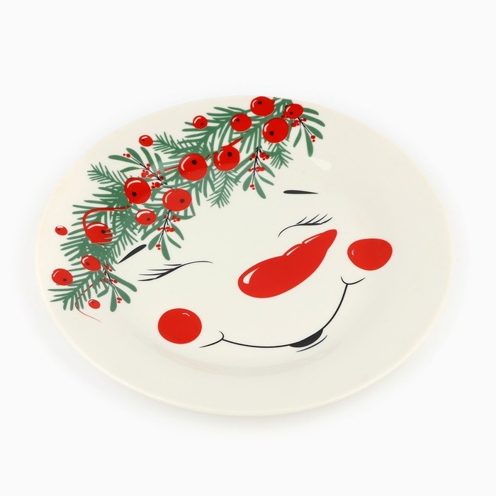 Новый год. Тарелка керамическая «Снеговик Ледыш», 20 см Новый год. Тарелка керамическая «Снеговик Ледыш», 20 см