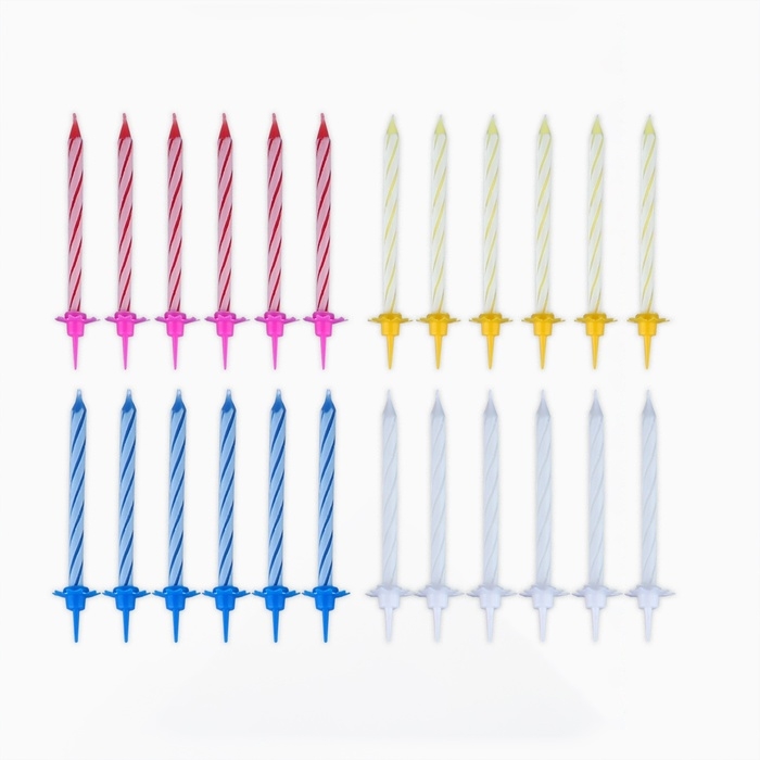 Свечи для торта в наборе с лопаткой для торта &laquo;С Днём Рождения&raquo;, синяя лопатка, 17 х 27,7 см.