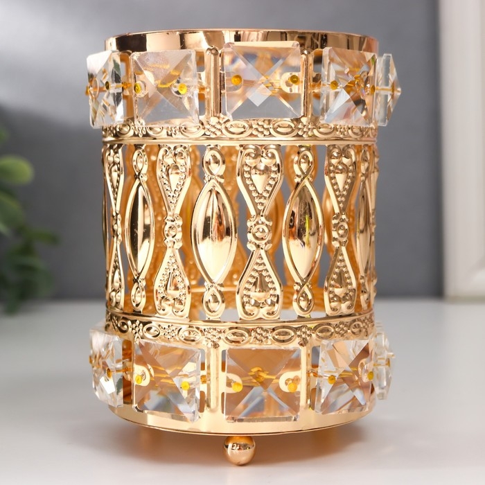 Подсвечник металл на 1 свечу Подсвечник металл на 1 свечу "Бесконечная любовь" цилиндр золото 13х9х9 см