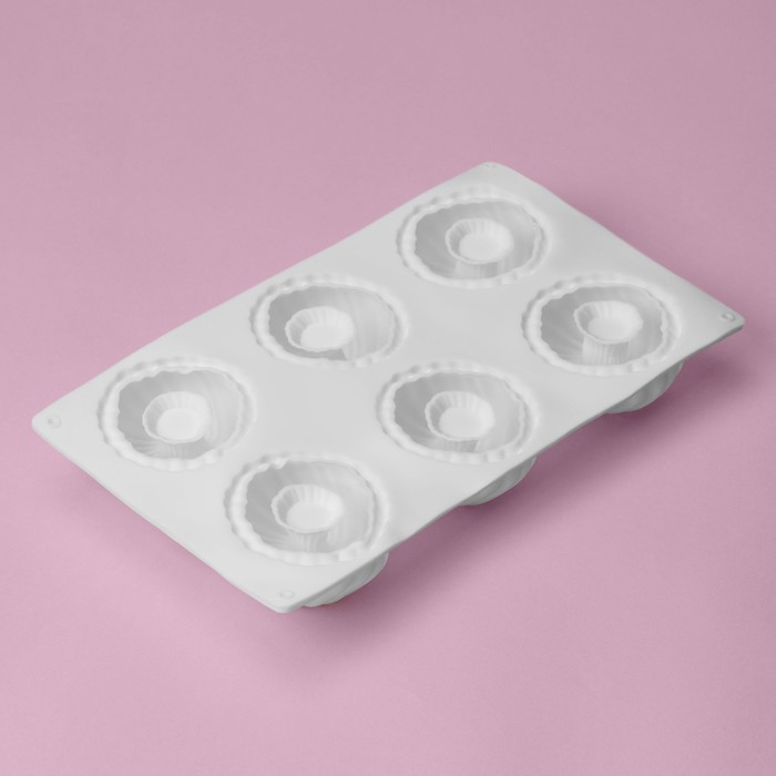 Форма для муссовых десертов и выпечки Доляна «Вихрь», 29,8×17,5×3 см, 6 ячеек (d=7,7 см), цвет МИКС Форма для муссовых десертов и выпечки Доляна «Вихрь», 29,8×17,5×3 см, 6 ячеек (d=7,7 см), цвет МИКС