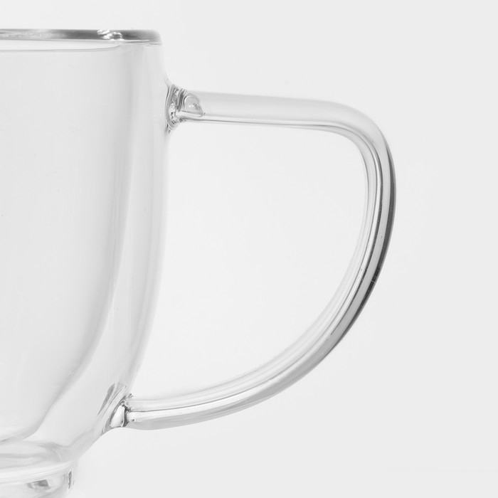 Кружка стеклянная с двойными стенками Magistro «Дуо», 280 мл, 13,5×9,5×8 см Кружка стеклянная с двойными стенками Magistro «Дуо», 280 мл, 13,5×9,5×8 см