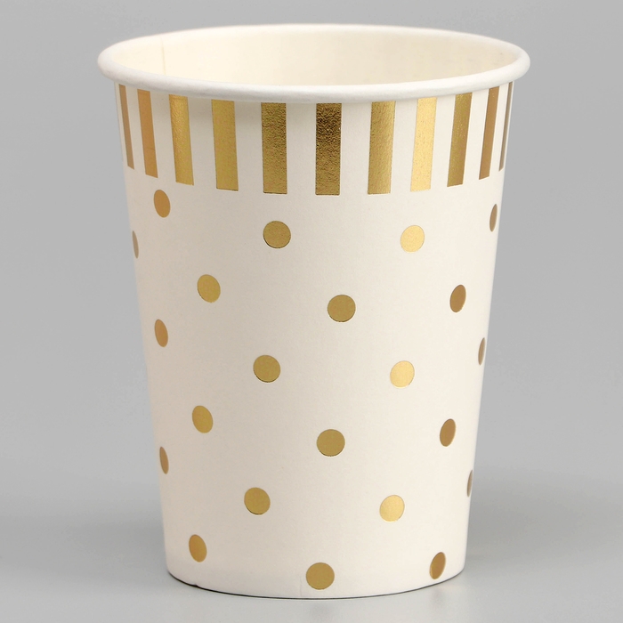 Стаканы бумажные «Горох», 6 шт., цвет золото Стаканы бумажные «Горох», 6 шт., цвет золото