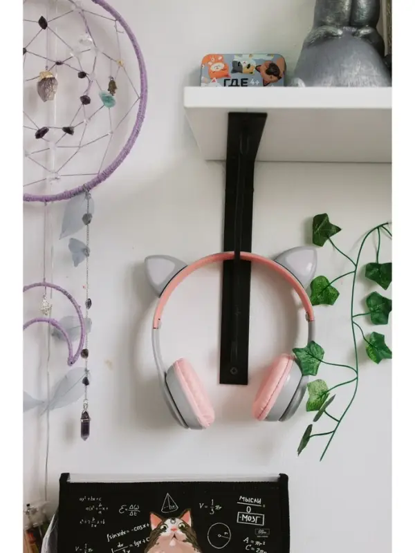 Наушники беспроводные, накладные, с ушками кошки, Hoco W27, Bluetooth 5.0, с микрофоном, с подсветкой, 300 мАч, серые