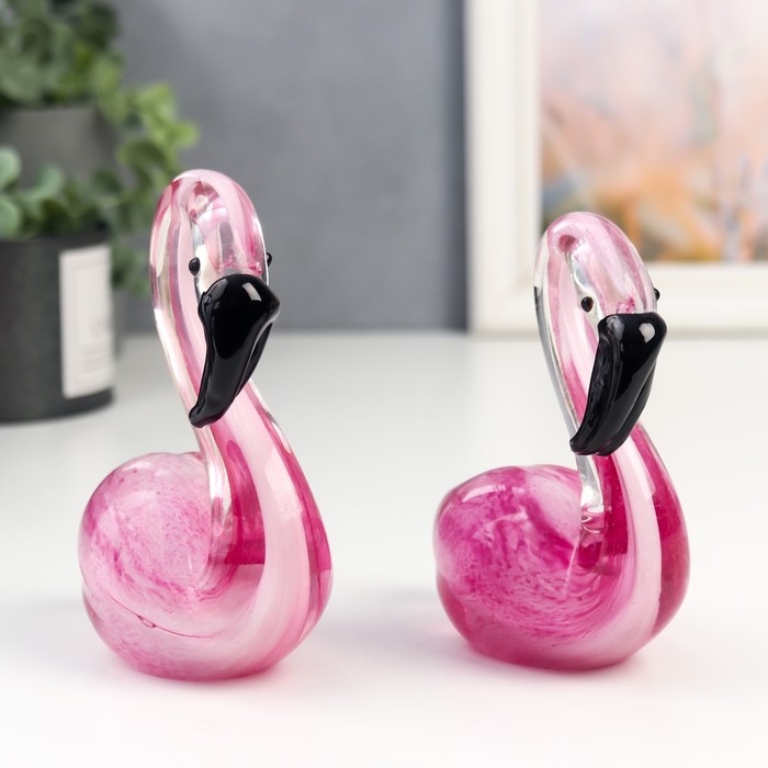 Сувенир стекло Сувенир стекло "Фламинго" под муранское стекло набор 2 шт 12х6х20 см