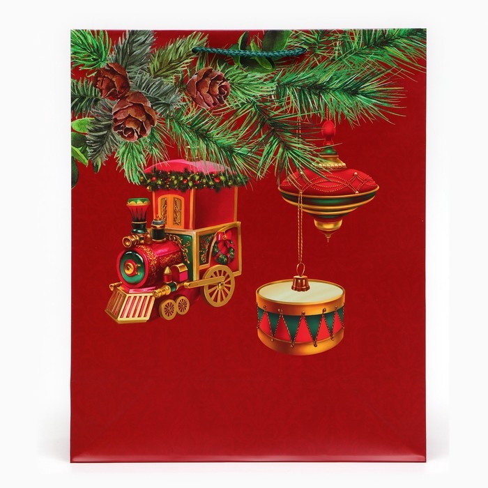 Новый год. Пакет подарочный  Новый год. Пакет подарочный "Паровоз", 26 х 32 х 12 см.