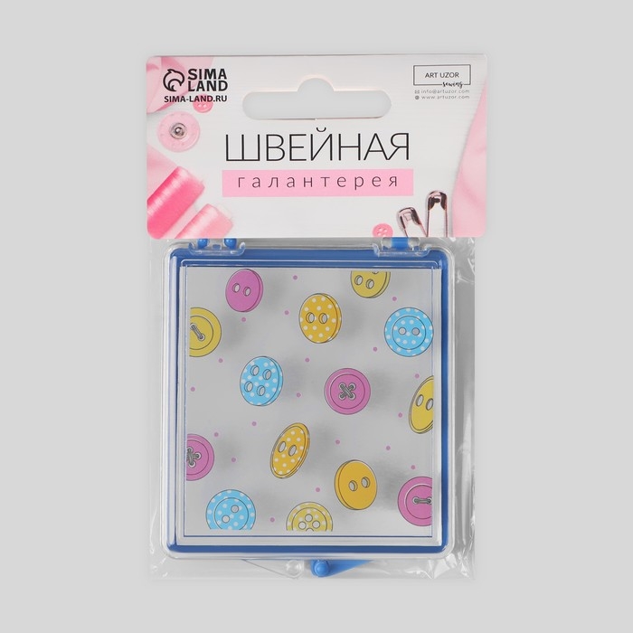 Игольница магнитная «Пуговки», с иглами, 7 × 8 см, цвет голубой Игольница магнитная «Пуговки», с иглами, 7 × 8 см, цвет голубой