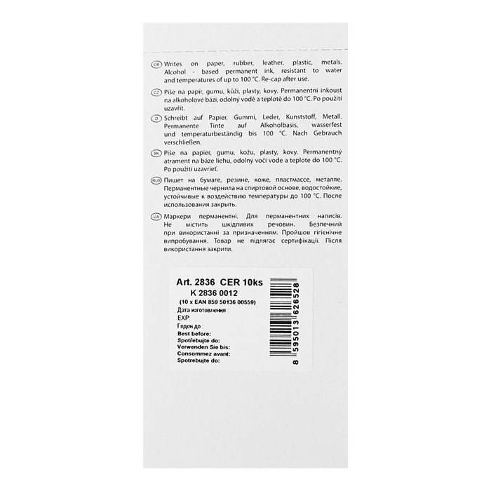 Маркер перманентный 3.3 мм Centropen 2836, линия 2 мм, цвет чёрный Маркер перманентный 3.3 мм Centropen 2836, линия 2 мм, цвет чёрный
