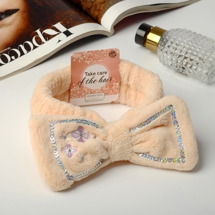 Повязка для волос Повязка для волос "Пайетки " 19,5*5,5 см кремовый