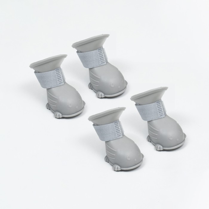Ботинки для собак, резиновые, набор 4 шт,  размер S , серые