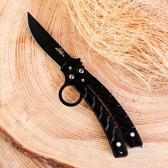 Нож-бабочка Нож-бабочка "Калиго", Мастер К, лезвие с прямым обухом 7см, рукоять с волнами 9см