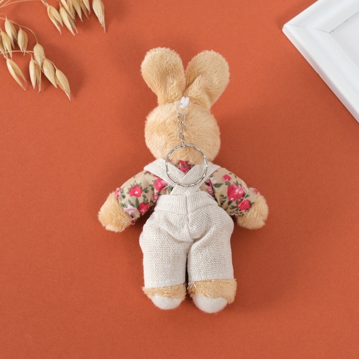 Брелок текстиль Брелок текстиль "Зайка в цветочном комбезе" 8,5х4х14 см