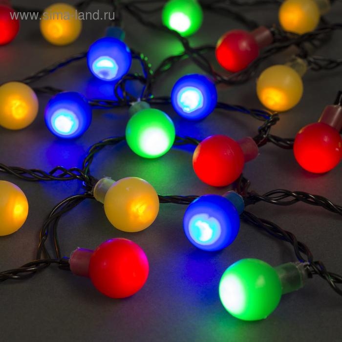 Гирлянда «Нить» 5 м с насадками «Шарики цветные», IP20, тёмная нить, 30 LED, свечение мульти, 8 режимов, 220 В Гирлянда «Нить» 5 м с насадками «Шарики цветные», IP20, тёмная нить, 30 LED, свечение мульти, 8 режимов, 220 В
