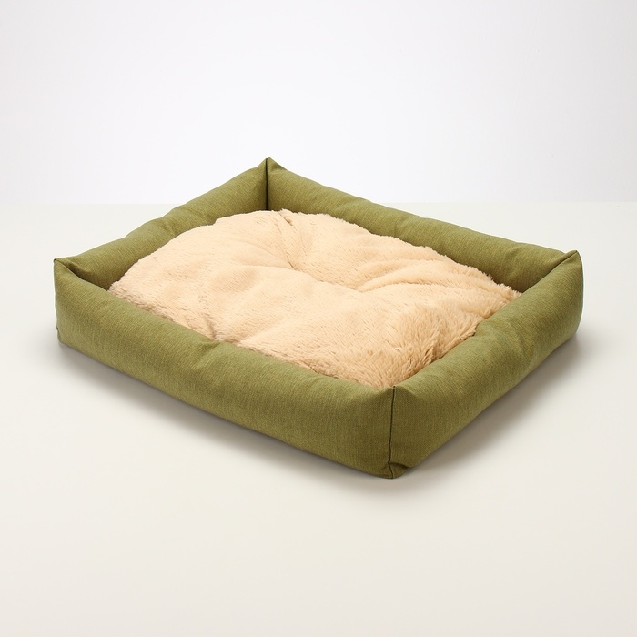 Лежанка для животных, 60*50*15 см, рогожка, синтепон, искусс. Мех, ЗЕЛЕНАЯ Лежанка для животных, 60*50*15 см, рогожка, синтепон, искусс. Мех, ЗЕЛЕНАЯ