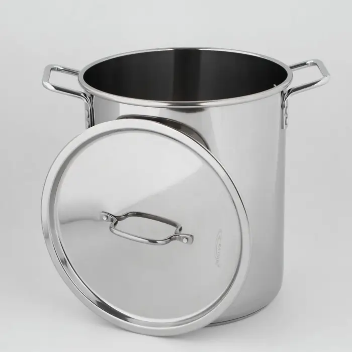 Кастрюля Катунь &laquo;Общепит&raquo;, 20 л, d=30 см, h=33 см, с крышкой, капсульное дно, индукция, нержавеющая сталь, хромированная