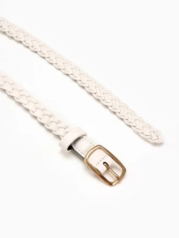 Ремень жен 03-01-01-01, Июнь2501, 1,8*0,3*110 см, без винта, пряж золото, 1 прокол, белый