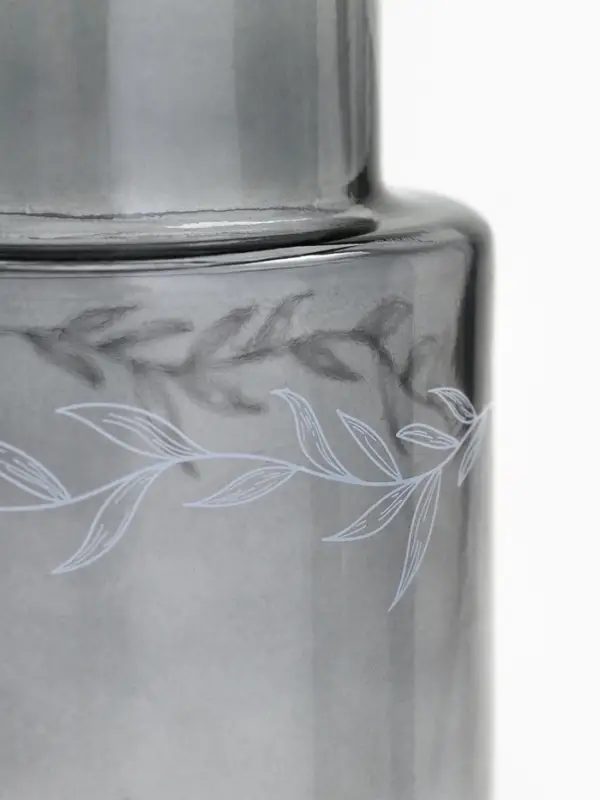 Ваза для цветов с деревянной подставкой из темного стекла, 25.5&times;10 см, 1.25 литра