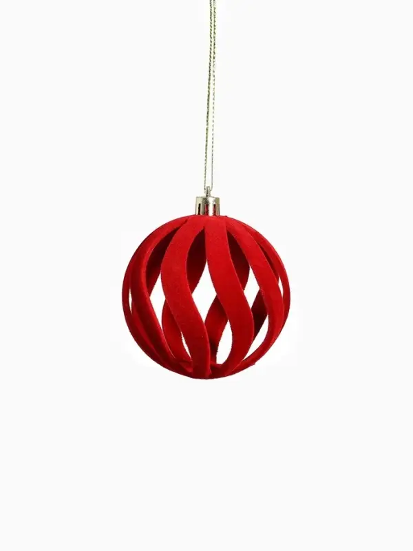 Набор шаров пластик d-8 см, 6 шт Набор шаров пластик d-8 см, 6 шт "Бархат. Карнавал" красный