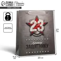 Пакет подарочный ламинированный, упаковка, &laquo;С 23 февраля&raquo;, ML 23&times;27&times;11.5 см