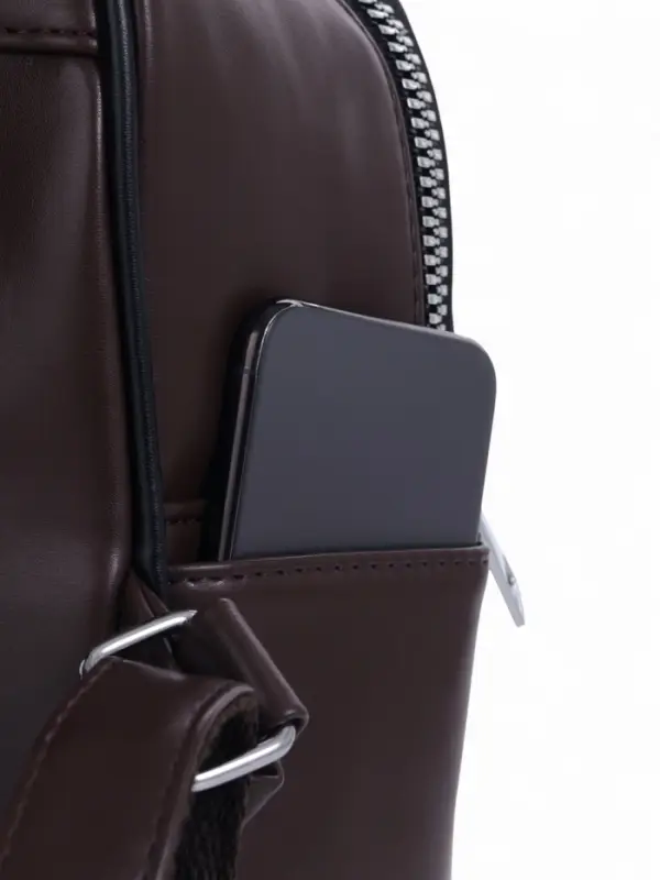 Рюкзак-мини женский на молнии, с карманом, размер 21&times;12&times;27 см, коричневый