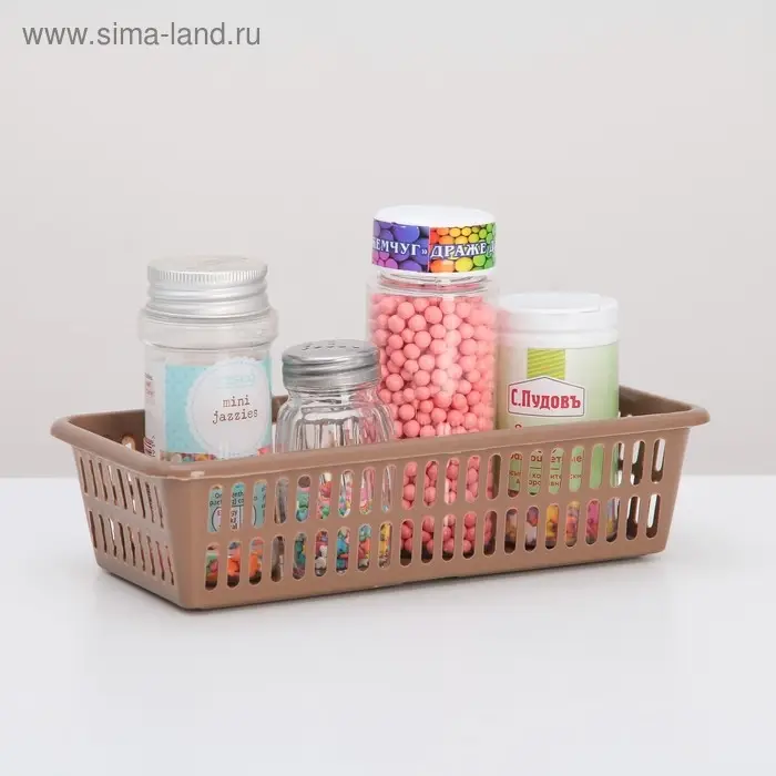 Корзина для хранения Полимербыт, пластик, 20×10×4.8 см, МИКС Корзина для хранения Полимербыт, пластик, 20×10×4.8 см, МИКС