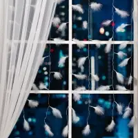 Гирлянда &laquo;Занавес&raquo; 3&times;1.4 м с насадками &laquo;Перья&raquo;, IP20, прозрачная нить, 80 LED, свечение мульти (RG/RB), мигание, 220 В