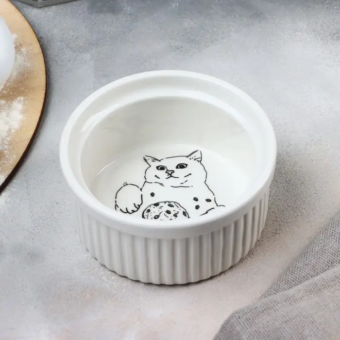 Рамекин керамический «Кушай», 9.5 х 4.5 см, 200 мл, цвет белый Рамекин керамический «Кушай», 9.5 х 4.5 см, 200 мл, цвет белый