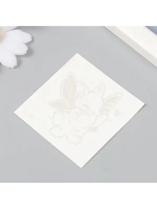 Переводная тату на тело синяя водостойкая «Зайчик с крыльями бабочки», 6×6 см