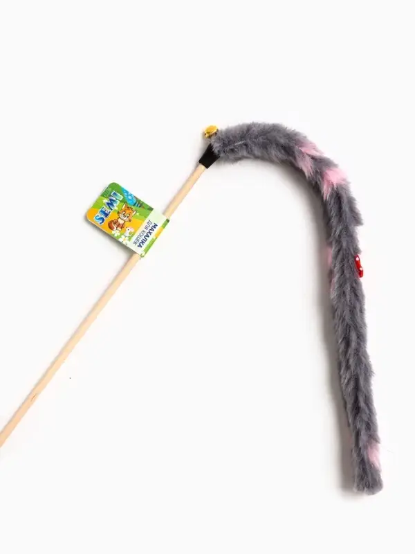 Дразнилка - удочка &laquo;Тканевый червячок&raquo;, серая
