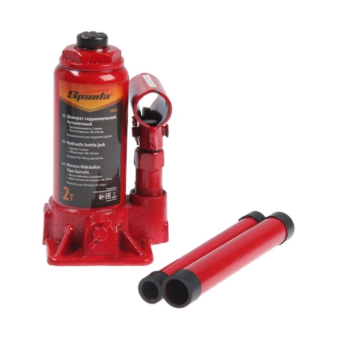 Домкрат гидравлический Sparta , 2 т, бутылочный, подъем на 148–278 мм Домкрат гидравлический Sparta , 2 т, бутылочный, подъем на 148–278 мм