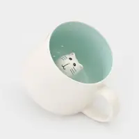 Кружка Доляна &laquo;Котик&raquo;, 360 мл, керамика, белая, бирюзовая
