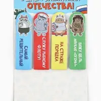 Стикеры-закладки с липким краем 4 шт., 20 л &laquo;С днем защитника отечества!&raquo;