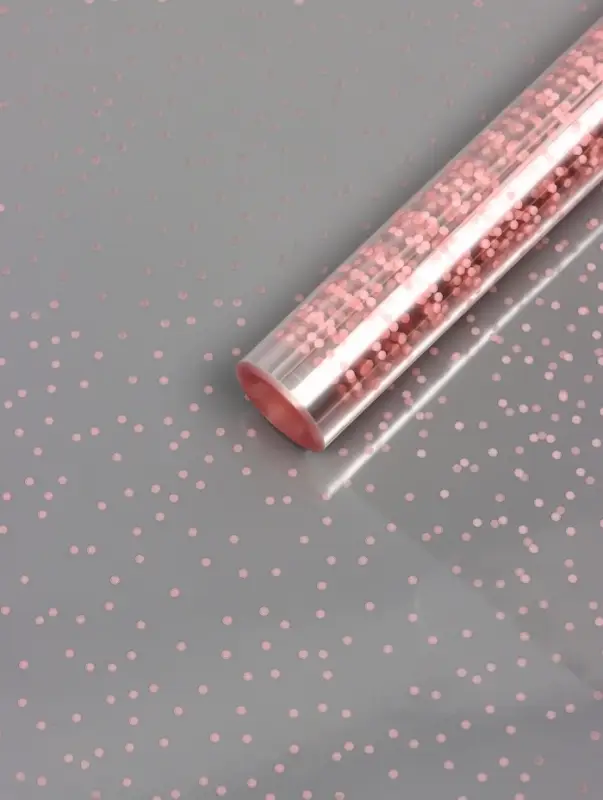 Пленка прозрачная с рисунком «Крупинки» Нежно-розовый 0.7×8.2±5%м