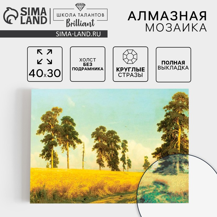 Алмазная мозаика с полным заполнением на холсте «Рожь», 30 х 40 см Алмазная мозаика с полным заполнением на холсте «Рожь», 30 х 40 см