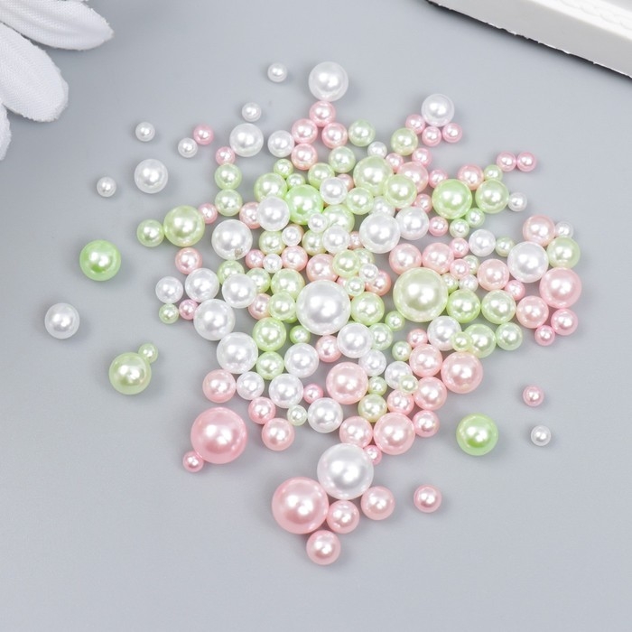 Декор для творчества пластик "Шарики. Весна. Ассорти" d=3-8 мм, набор 10 гр