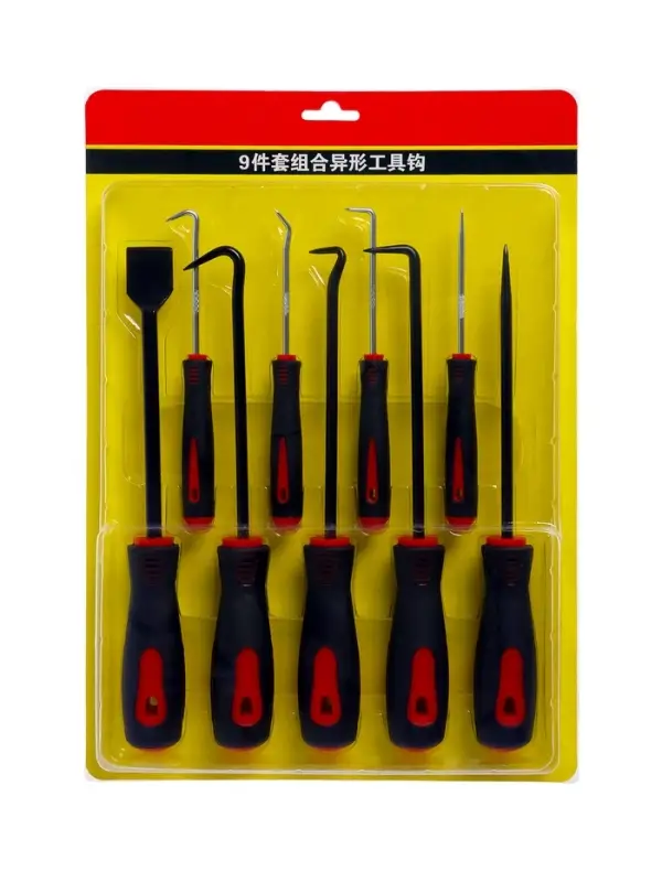 Набор крючков для уплотнительных колец ТУНДРА, усиленные, 2К рукоятки, 75-150 мм, 9 шт.