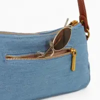 Сумка женская багет TEXTURA на молнии, 27&times;8&times;13 см, джинсовая, голубая