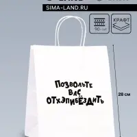 Пакет подарочный «Позвольте вас отхэпибёздить», 24×14×28 см
