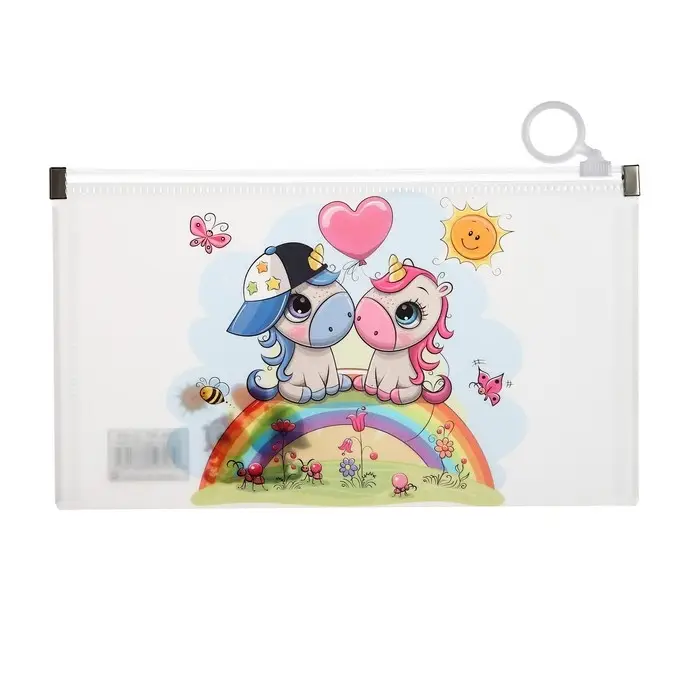 Папка-конверт на молнии формат А65, 180 мкр Папка-конверт на молнии формат А65, 180 мкр "Котики, Панды, Единороги", МИКС